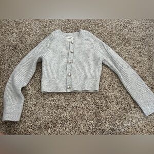 Abercrombie & Fitch Light Gray Pearl button down Cardigan X Small
